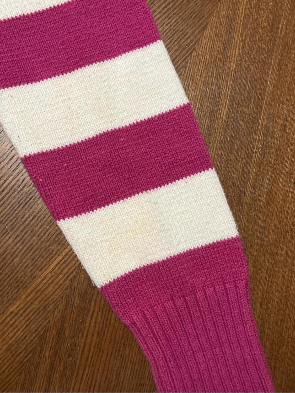 Aeropostale Pink and White Striped V-Neck Hooded Sweater - Picture 4 of 5